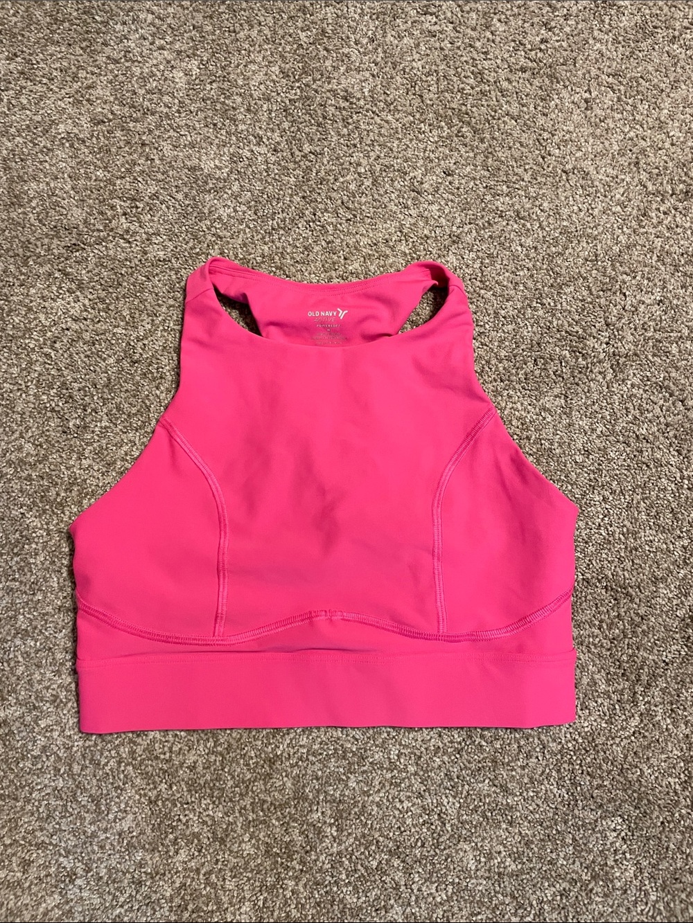 Old Navy Racerback High-Neck Sports Bralette - Bright Pink